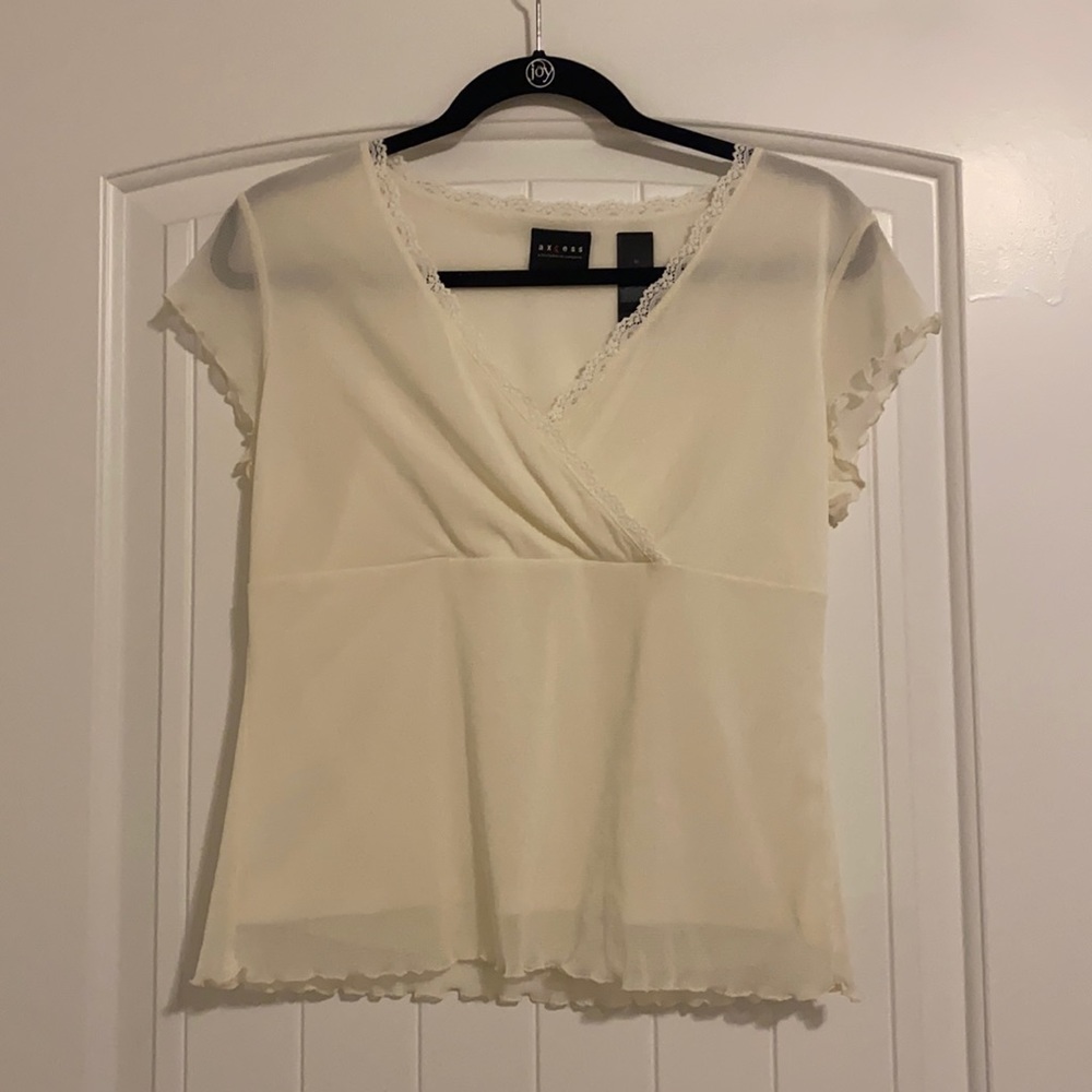 Women’s Shirt Axcess tan/cream with red foe design